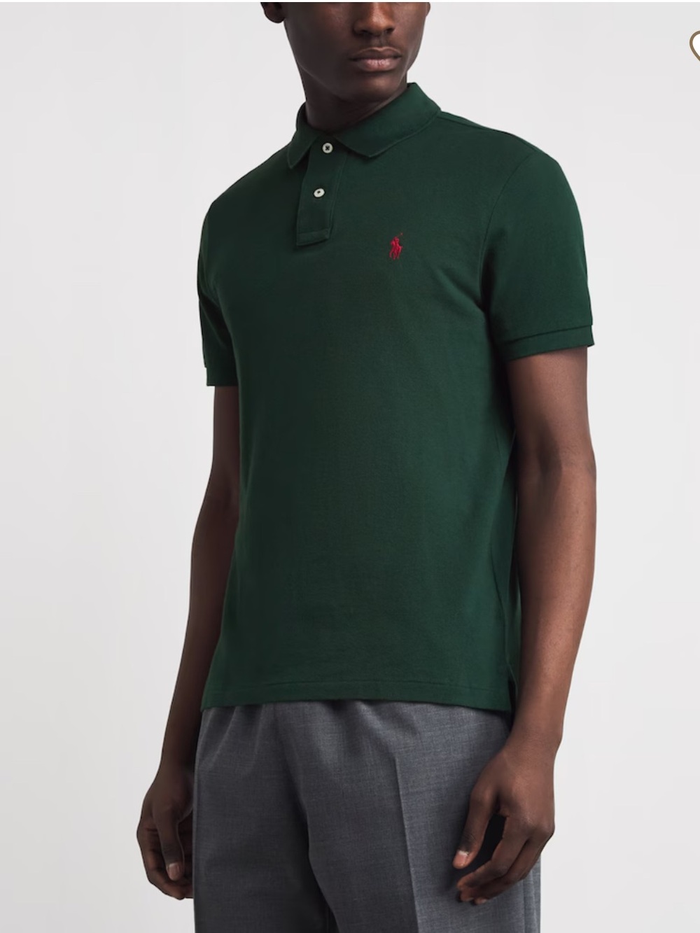 Classic Polo Ralph Lauren Green Custom Slim Fit Short Sleeve Polo Size L - Picture 2 of 7